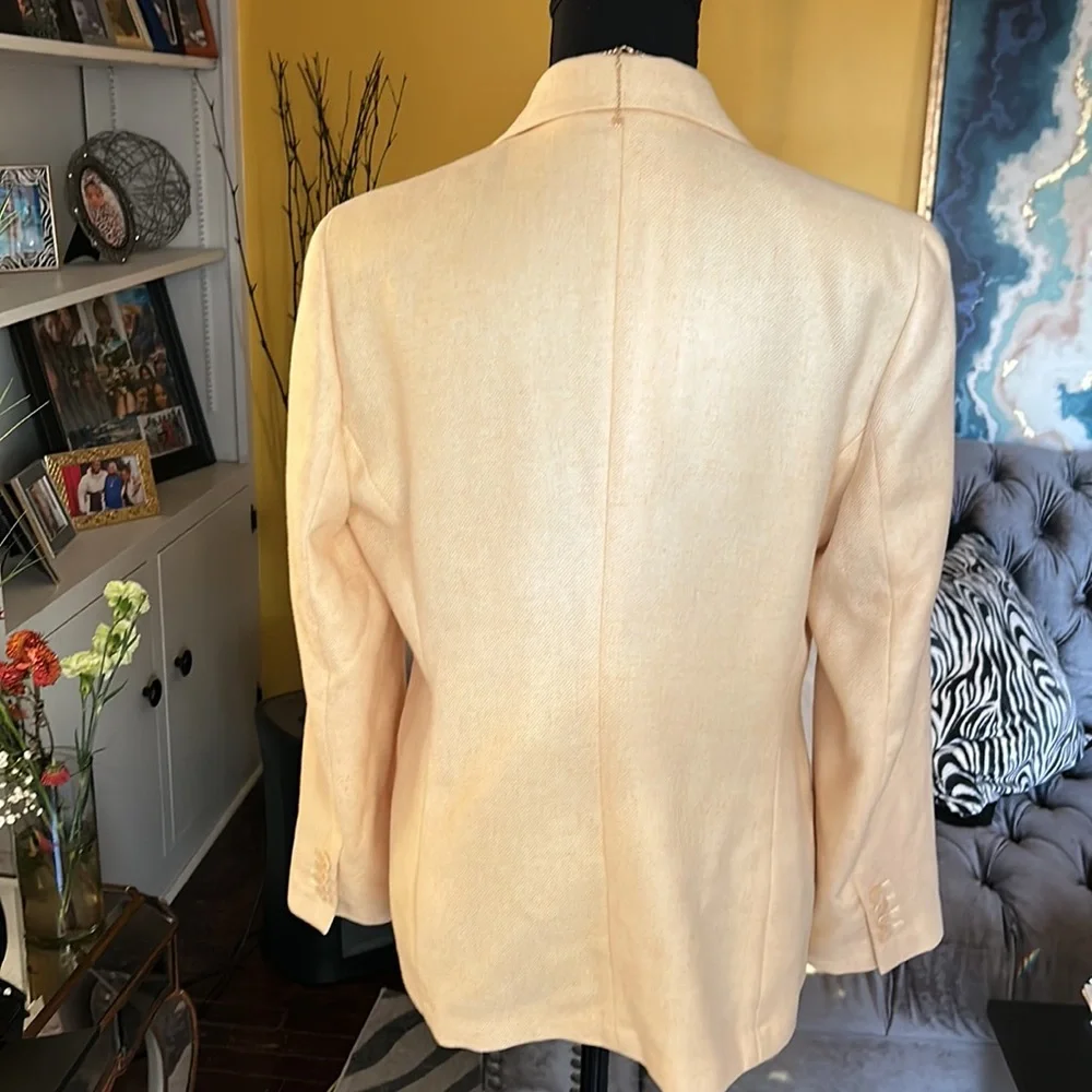 Lands End light yellow one button faux pocket blazer - Picture 7 of 11